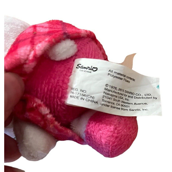 Hello Kitty Soft Small Bag Purse & Plush Toy Sanrio 2015 Pink Plaid - Picture 5 of 7